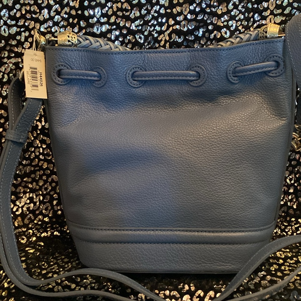 Brighton Bellaire Pebbled Leather Hobo Canyon Blue Crossbody Shoulder Bag - Picture 3 of 8